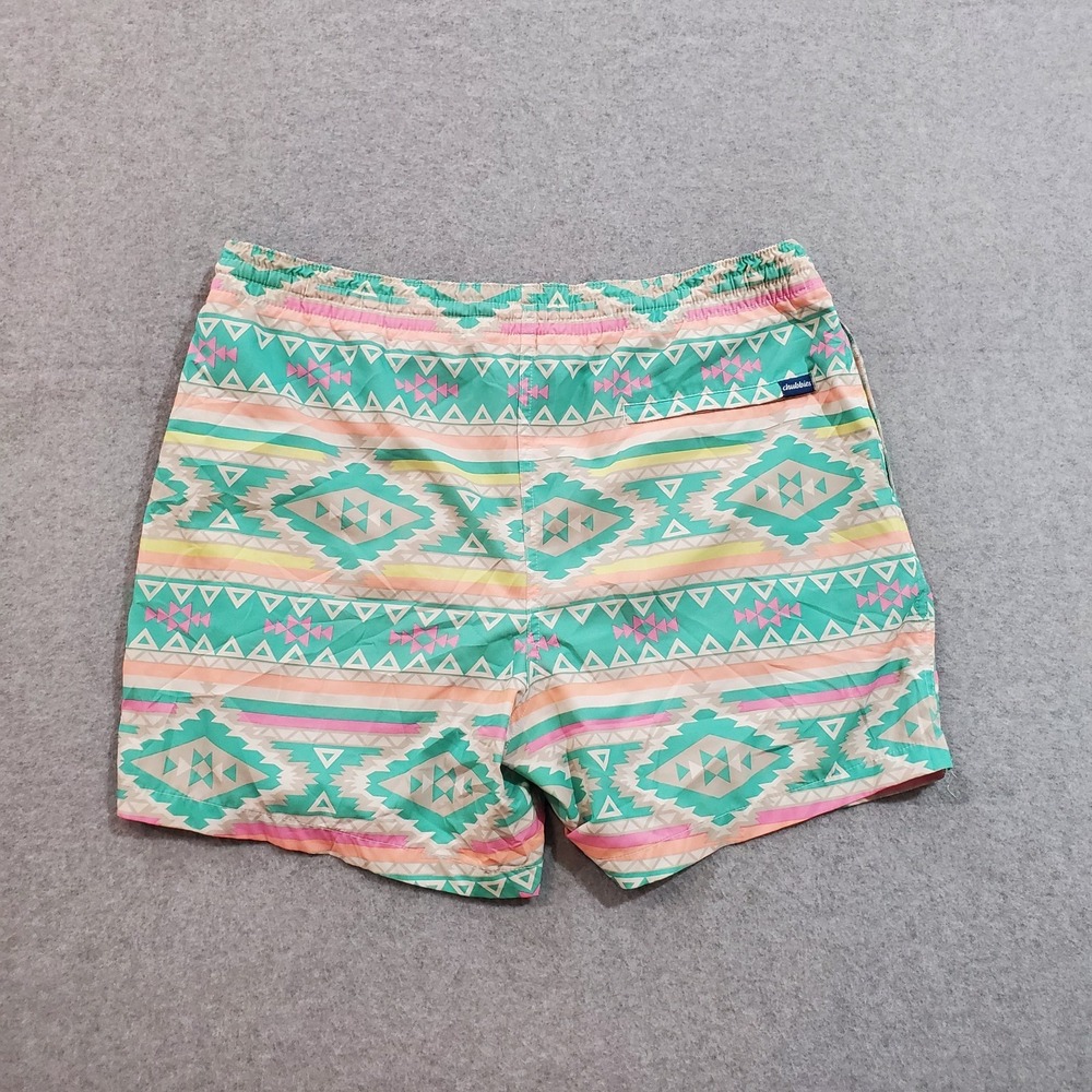 Chubbies 5.5" Swim Trunks Men's XL The En Fuegos Teal Orange Aztec Drawstring - Picture 2 of 12